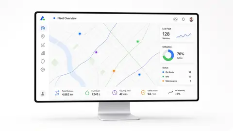 Fleet management map and vehicles