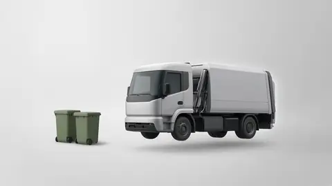 Waste collection truck with bins