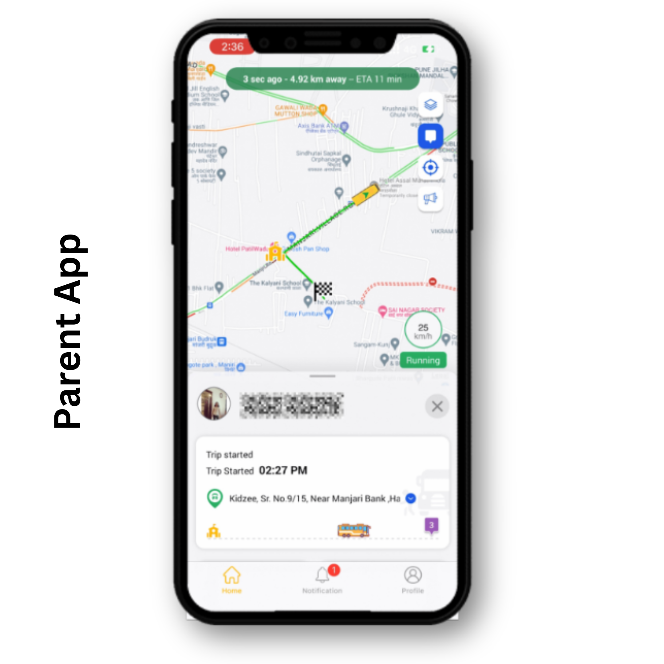 My School Ride parent app helps you pick student/children from their respective bus stops at the right time.