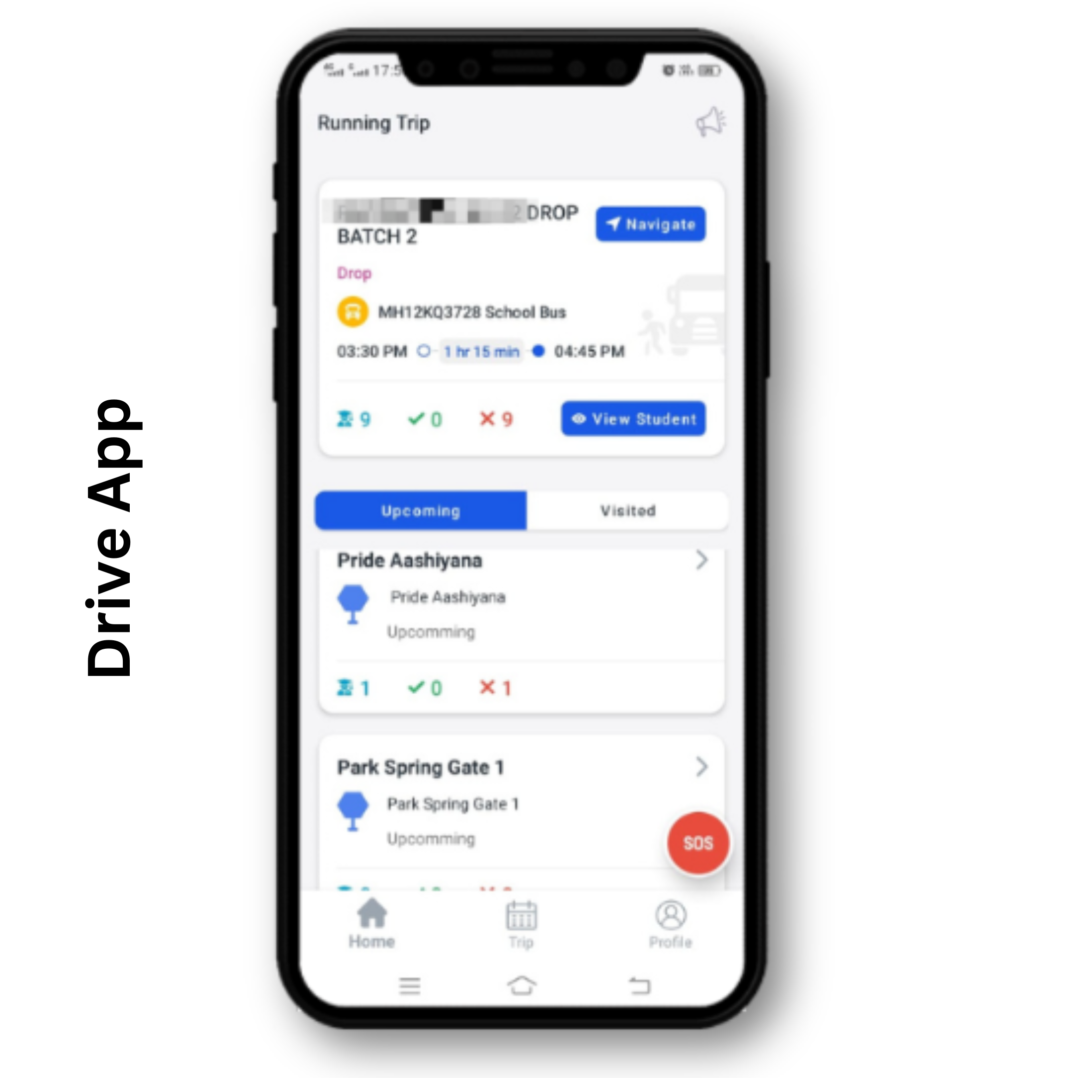 Driver app helps drivers to check the directions to their upcoming pickup and drop point that includes important children details.